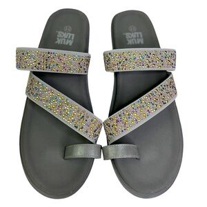 Muk Luks Women’s Grey Bedazzled Sandals